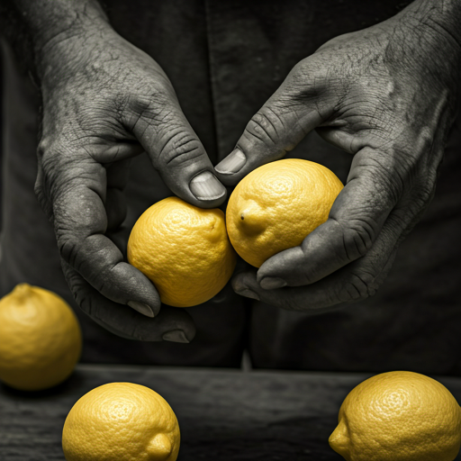 Trabajador cosechando limón en finca de La Asturiana SRL